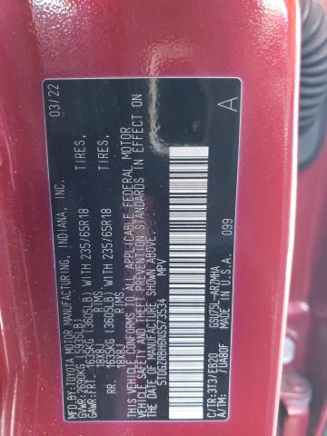 5TDGZRBH6NS573534 - 2022 TOYOTA HIGHLANDER XLE BROWN photo 13