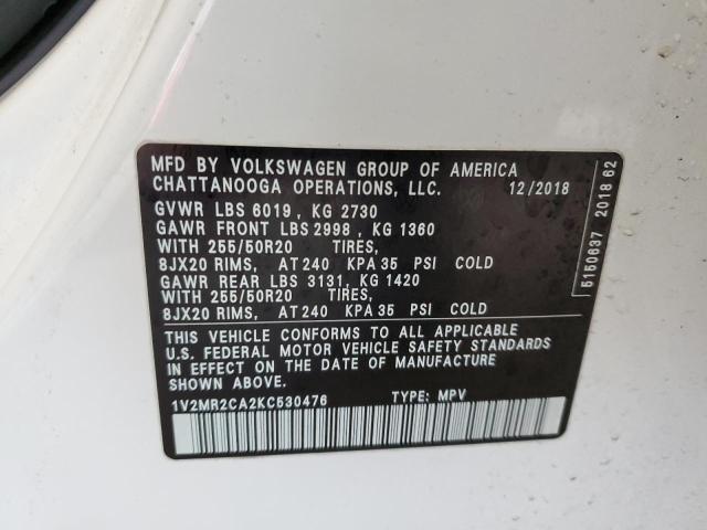 1V2MR2CA2KC530476 - 2019 VOLKSWAGEN ATLAS SEL Ağ foto 14