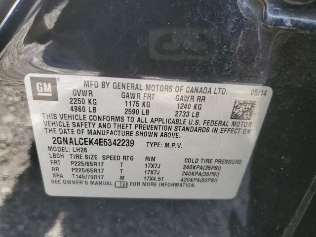 2GNALCEK4E6342239 - 2014 CHEVROLET EQUINOX LT BLACK photo 13