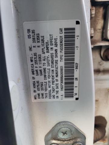 1HGCP36898A069901 - 2008 HONDA ACCORD EXL WHITE photo 12