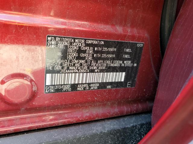 JTEAAAAH9NJ088474 - 2022 TOYOTA VENZA LE RED photo 12