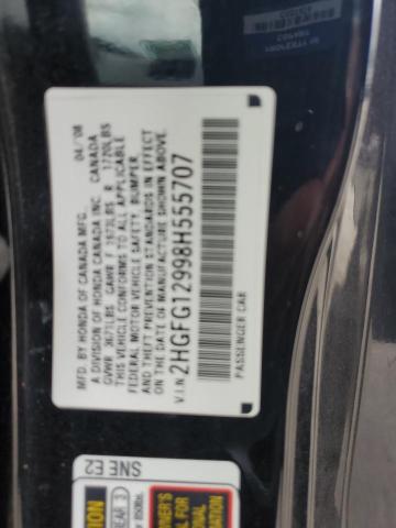 2HGFG12998H555707 - 2008 HONDA CIVIC EXL 黑色 照片 12