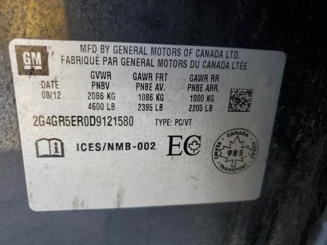 2G4GR5ER0D9121580 - 2013 BUICK REGAL CHARCOAL photo 13
