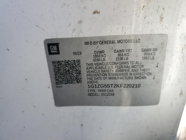 1G1ZG5ST2KF220210 - 2019 CHEVROLET MALIBU RS 白色 照片 12