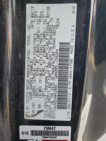 5TFTU4GN5DX042803 - 2013 TOYOTA TACOMA PRERUNNER ACCESS CAB BLACK photo 12