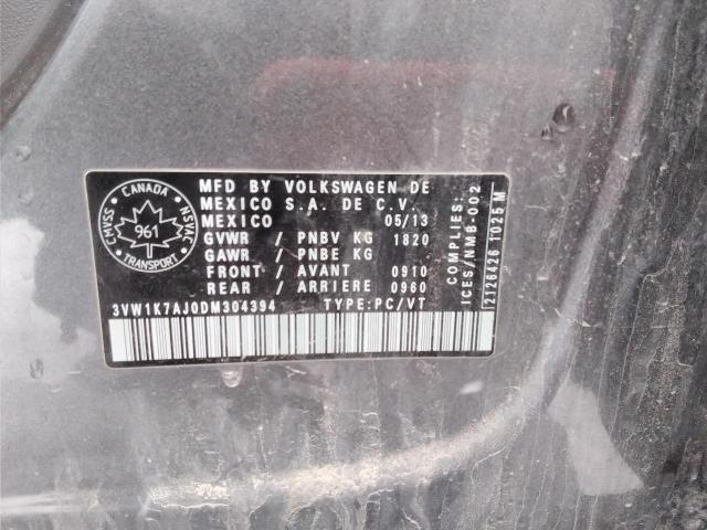 3VW1K7AJ0DM304394 - 2013 VOLKSWAGEN JETTA BASE Մոխրագույն լուսանկար 12