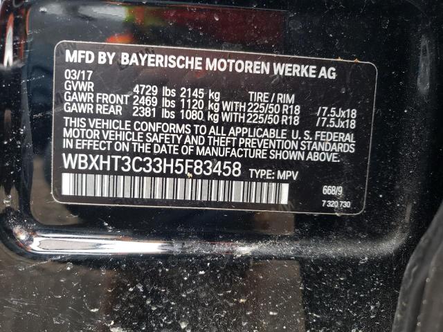 WBXHT3C33H5F83458 - 2017 BMW X1 XDRIVE28I BLACK photo 13