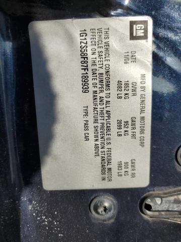 1G1ZS58F87F189939 - 2007 CHEVROLET MALIBU LS BLUE photo 12