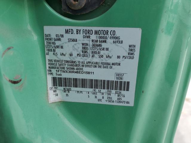 1FTWX30R48ED15811 - 2008 FORD F350 SRW SUPER DUTY GREEN photo 12