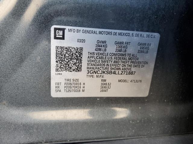 3GNCJKSB4LL271887 - 2020 CHEVROLET TRAX LS GRAY photo 14