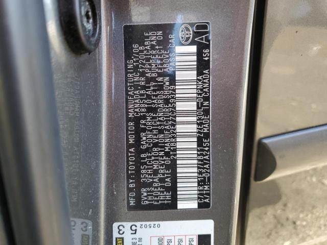 2T1BR32E77C759379 - 2007 TOYOTA COROLLA CE GRAY photo 12