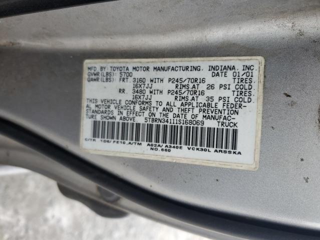 5TBRN34111S168069 - 2001 TOYOTA TUNDRA ACCESS CAB SR5 GRAY photo 12