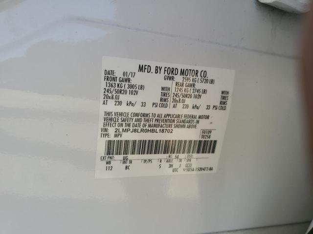 2LMPJ8LR0HBL18702 - 2017 LINCOLN MKX RESERVE أبيض صورة 13