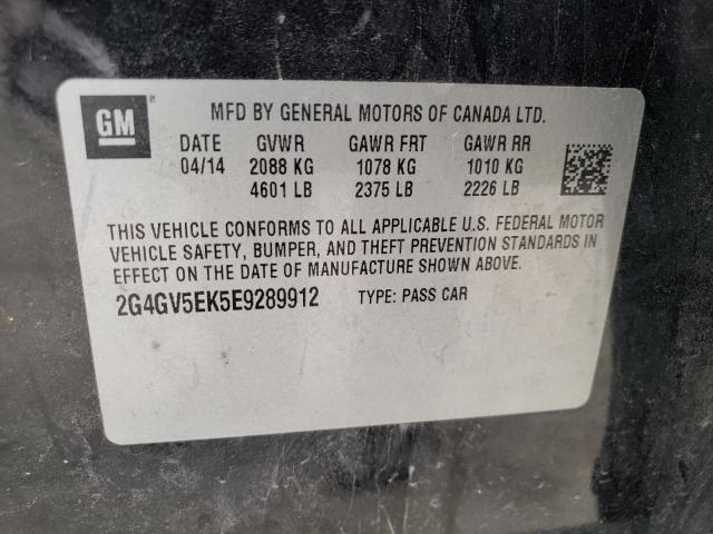 2G4GV5EK5E9289912 - 2014 BUICK REGAL BLACK photo 12