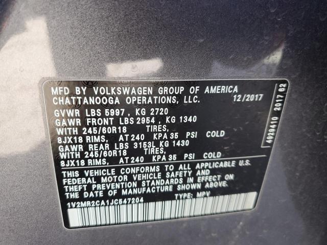 1V2MR2CA1JC547204 - 2018 VOLKSWAGEN ATLAS SEL CHARCOAL photo 13