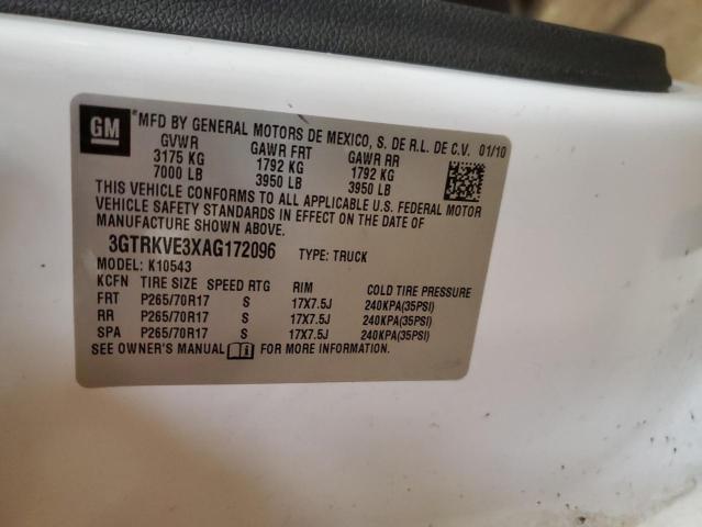 3GTRKVE3XAG172096 - 2010 GMC SIERRA K1500 SLE WHITE photo 12