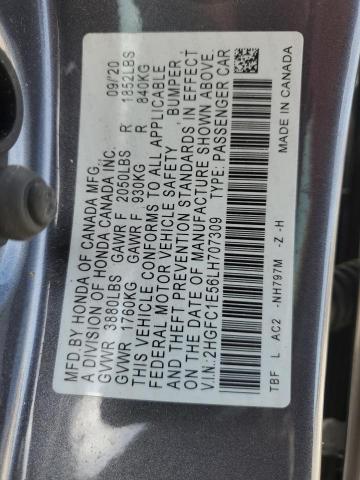 2HGFC1E56LH707309 - 2020 HONDA CIVIC SI GRAY photo 13