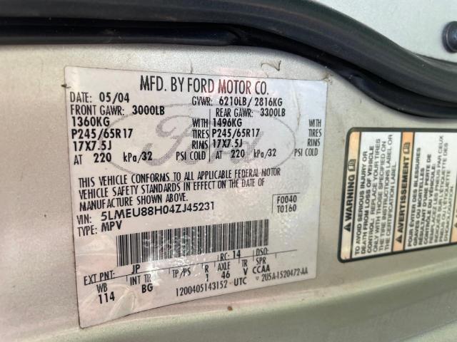 5LMEU88H04ZJ45231 - 2004 LINCOLN AVIATOR 银色 照片 10