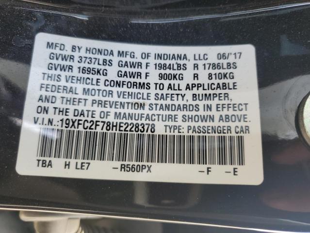 19XFC2F78HE228378 - 2017 HONDA CIVIC EX BLACK photo 12