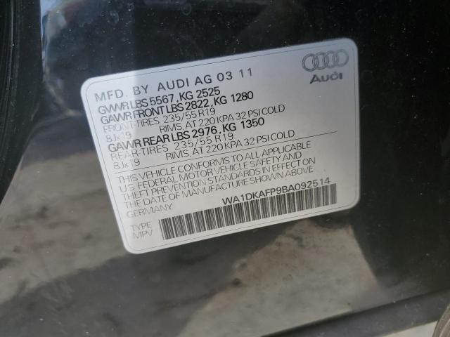 WA1DKAFP9BA092514 - 2011 AUDI Q5 PREMIUM PLUS BLACK photo 13