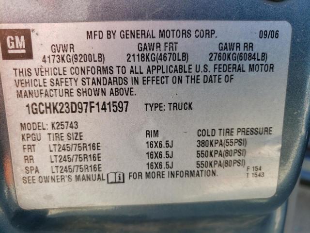 1GCHK23D97F141597 - 2007 CHEVROLET SILVERADO K2500 HEAVY DUTY BLUE photo 12