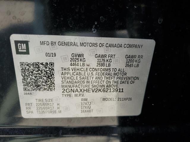 2GNAXHEV2K6213911 - 2019 CHEVROLET EQUINOX LS BLACK photo 13