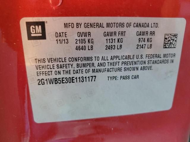 2G1WB5E30E1131177 - 2014 CHEVROLET IMPALA LIM LT RED photo 12