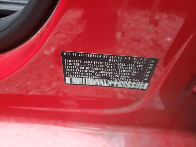 3VW2K7AJ0DM366009 - 2013 VOLKSWAGEN JETTA BASE Կարմիր լուսանկար 12