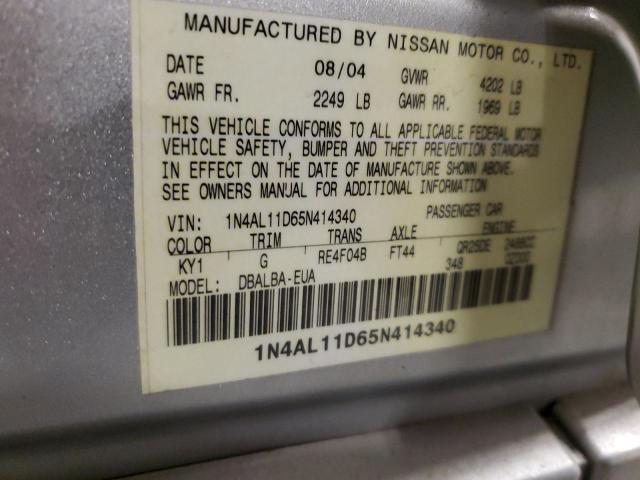 1N4AL11D65N414340 - 2005 NISSAN ALTIMA S SILVER photo 12