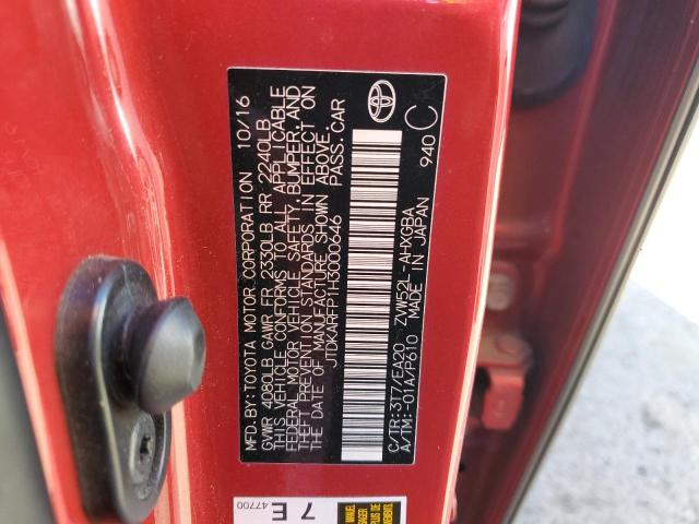 JTDKARFP1H3000646 - 2017 TOYOTA PRIUS PRIM წითელი ფოტო 12