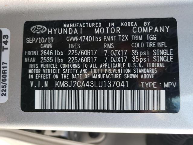 KM8J2CA43LU137041 - 2020 HYUNDAI TUCSON SE SILVER photo 13