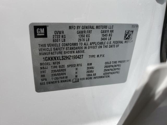 1GKKNXLS2HZ190427 - 2017 GMC ACADIA DENALI WHITE photo 13