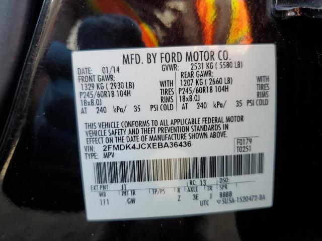 2FMDK4JCXEBA36436 - 2014 FORD EDGE SEL BLACK photo 12