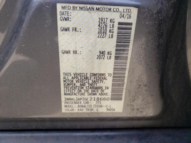 1N4AL3AP2GC218660 - 2016 NISSAN ALTIMA 2.5 GRAY photo 12