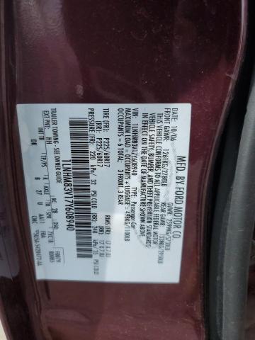 1LNHM83V17Y608940 - 2007 LINCOLN TOWN CAR DESIGNER BURGUNDY photo 12