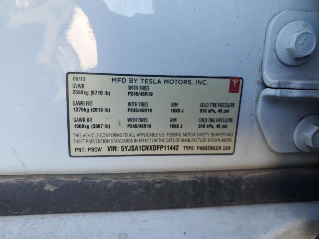 5YJSA1CNXDFP11442 - 2013 TESLA MODEL S WHITE photo 12