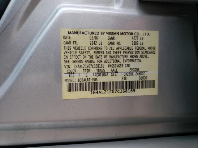 1N4AL21E07C168169 - 2007 NISSAN ALTIMA 2.5 SILVER photo 13