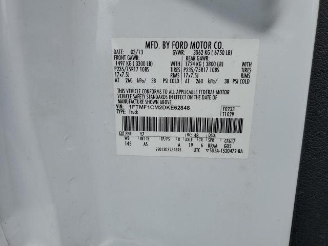 1FTMF1CM2DKE62848 - 2013 FORD F150 WHITE photo 12