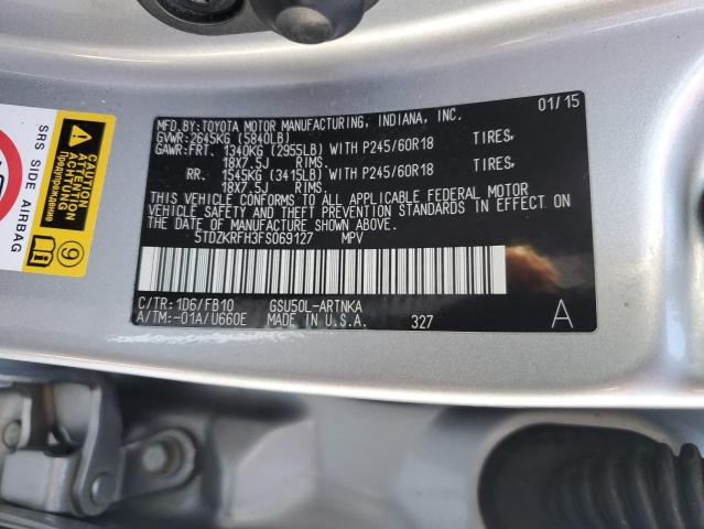 5TDZKRFH3FS069127 - 2015 TOYOTA HIGHLANDER LE SILVER photo 13