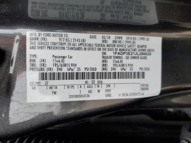 1FADP3E21JL286620 - 2018 FORD FOCUS S GRAY photo 12