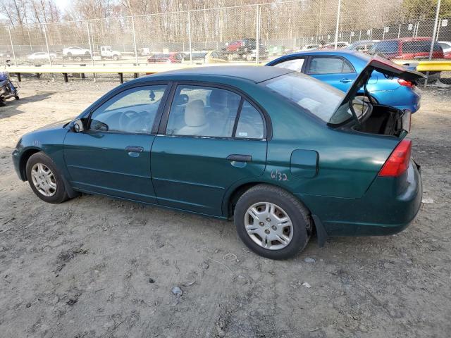 2HGES16591H612091 - 2001 HONDA CIVIC LX GREEN photo 2