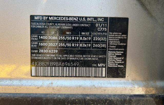 4JGBB2FB9BA696549 - 2011 MERCEDES-BENZ ML 350 BLUETEC SILVER photo 10