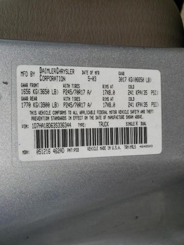 1D7HA18D63S336344 - 2003 DODGE RAM 1500 ST SILVER photo 12