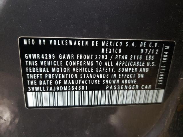 3VWLL7AJ9DM354801 - 2013 VOLKSWAGEN JETTA TDI GRAY photo 12