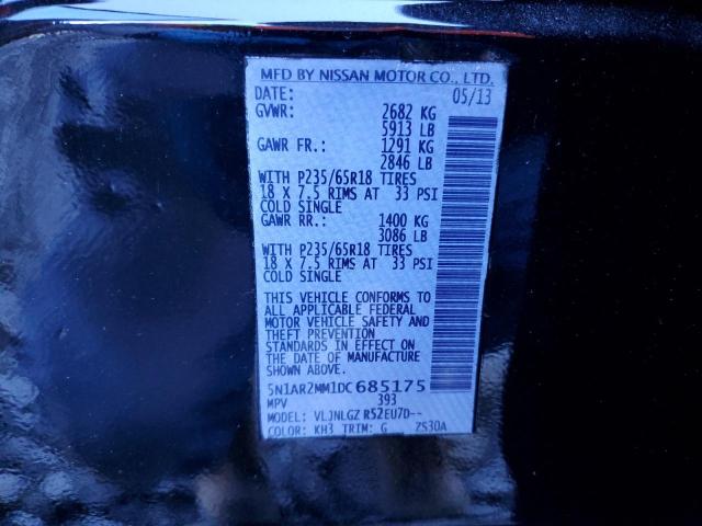 5N1AR2MM1DC685175 - 2013 NISSAN PATHFINDER S 黑色 照片 13