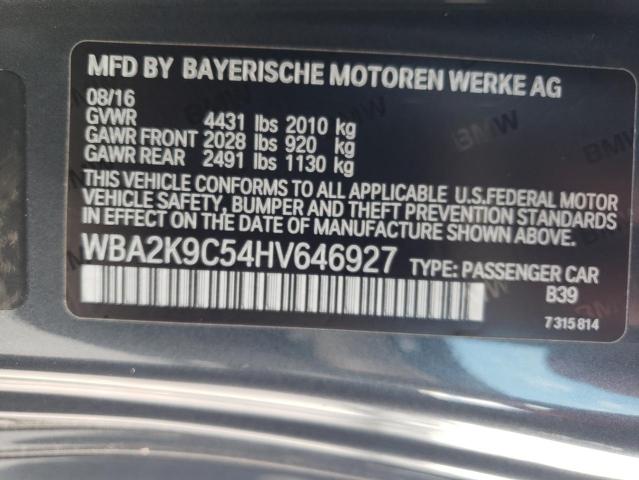 WBA2K9C54HV646927 - 2017 BMW 230I GRAY photo 12