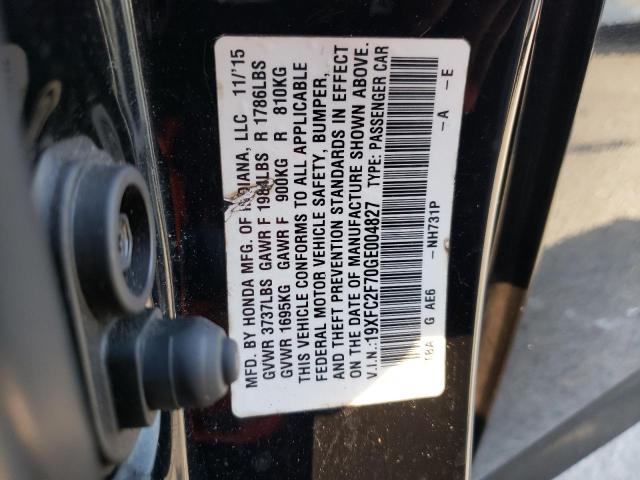 19XFC2F70GE004827 - 2016 HONDA CIVIC EX BLACK photo 12