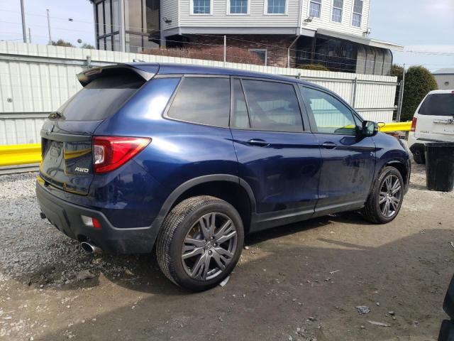 5FNYF8H57LB001510 - 2020 HONDA PASSPORT EXL BLUE photo 3