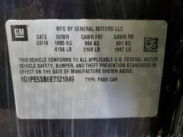 1G1PE5SB6E7321849 - 2014 CHEVROLET CRUZE LT BLACK photo 12