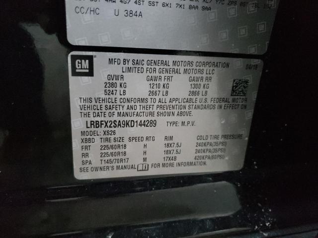 LRBFX2SA9KD144289 - 2019 BUICK ENVISION ESSENCE Սև լուսանկար 13